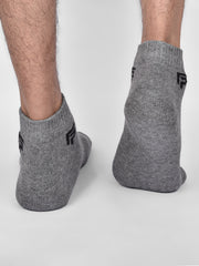 Organic Cotton & Bamboo Unisex Ankle Terry Socks, Grey - Pack of 1