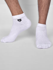 Organic Cotton & Bamboo Unisex Ankle Terry Socks, White - Pack of 1