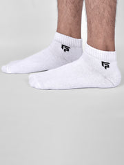 Organic Cotton & Bamboo Unisex Ankle Terry Socks, White - Pack of 1