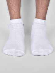 Organic Cotton & Bamboo Unisex Ankle Terry Socks, White - Pack of 1